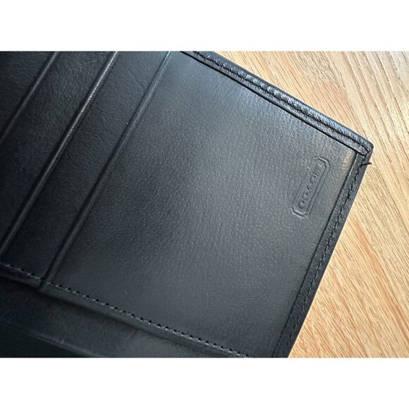 Vintage Coach Black Leather Trifold Wallet with Bifold Checkbook Cover - Picture 12 of 14